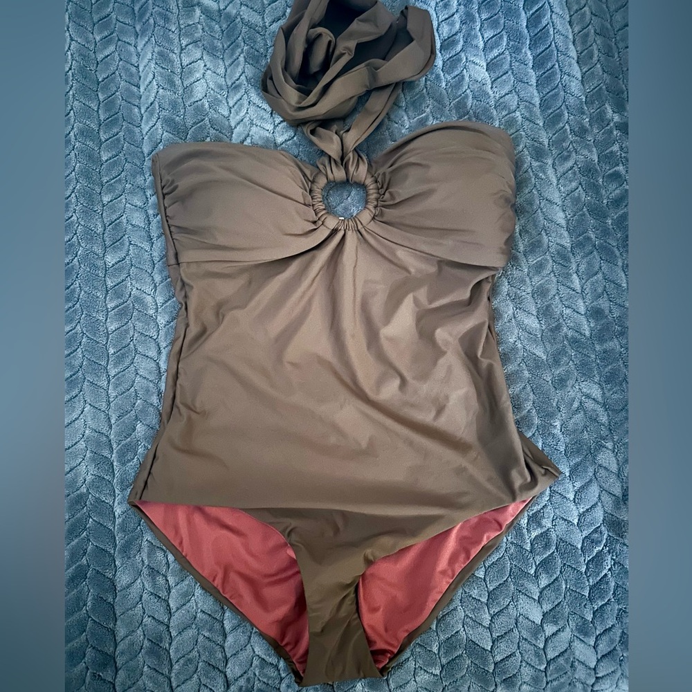 DKNY Brown One Piece Swimsuit